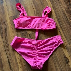 Xhiliration hot pink bikini with scrunch bottom